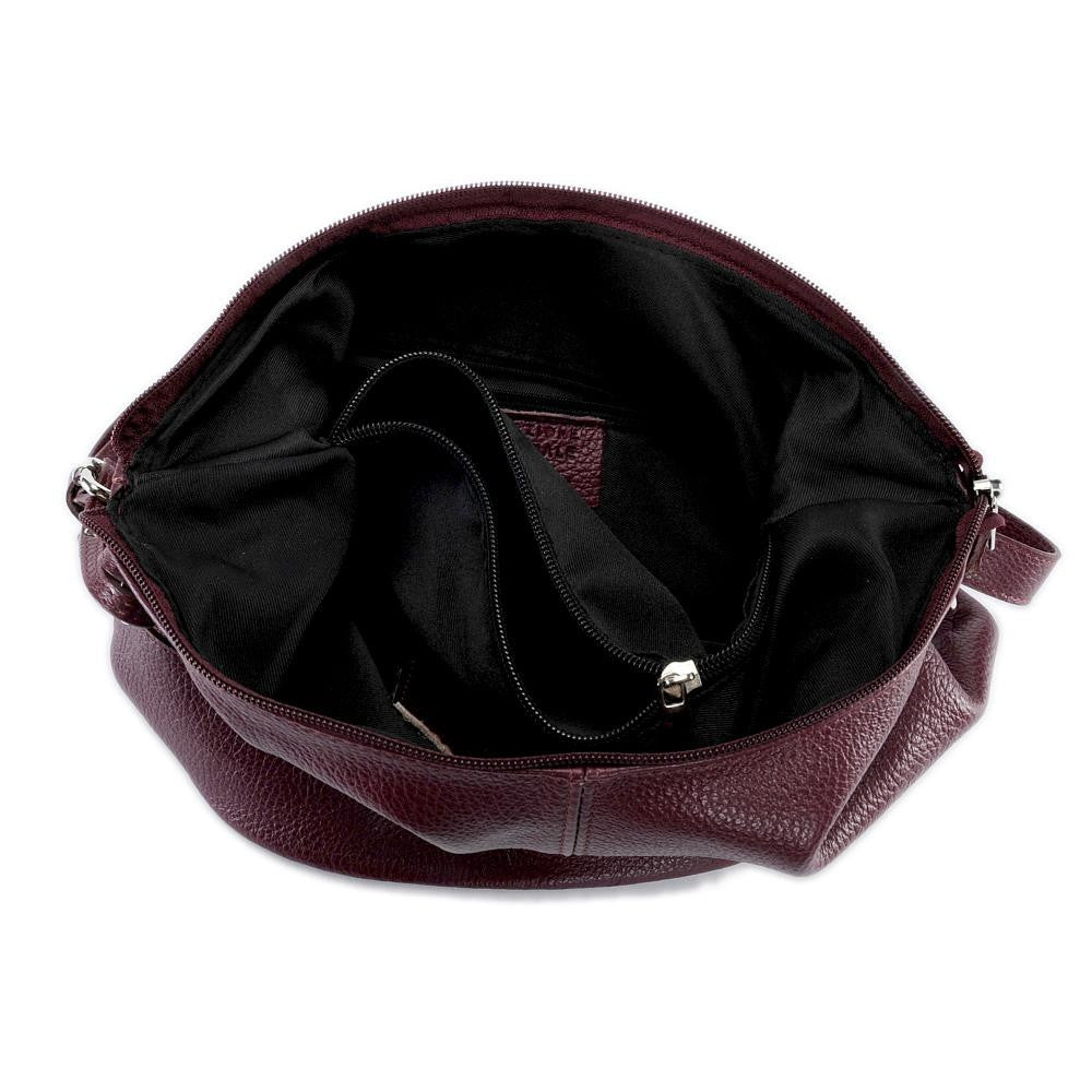 Sac seau à bandoulière en cuir grainé BEAUBOURG Prune