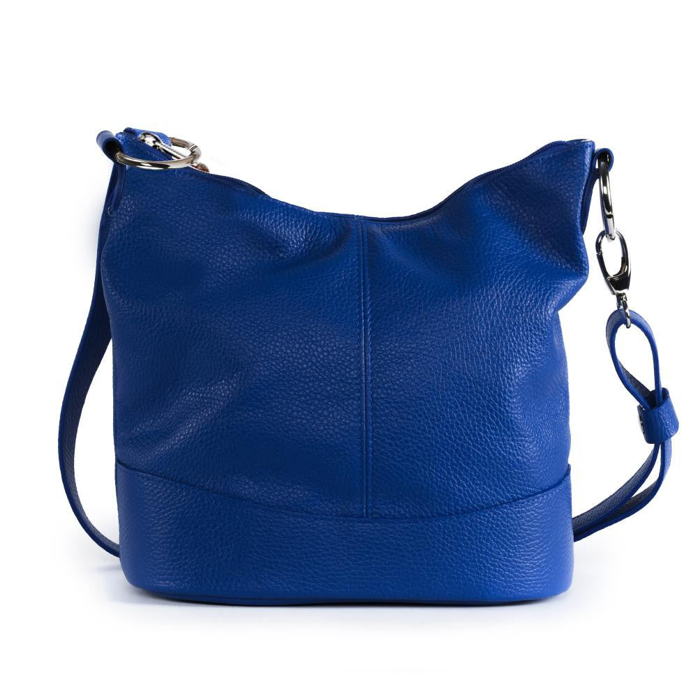 Sac seau à bandoulière en cuir grainé BEAUBOURG Bleu roi