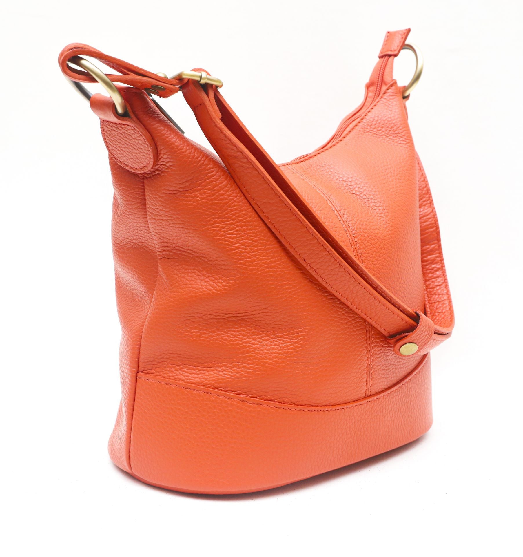 Sac seau à bandoulière en cuir grainé BEAUBOURG Orange patiné