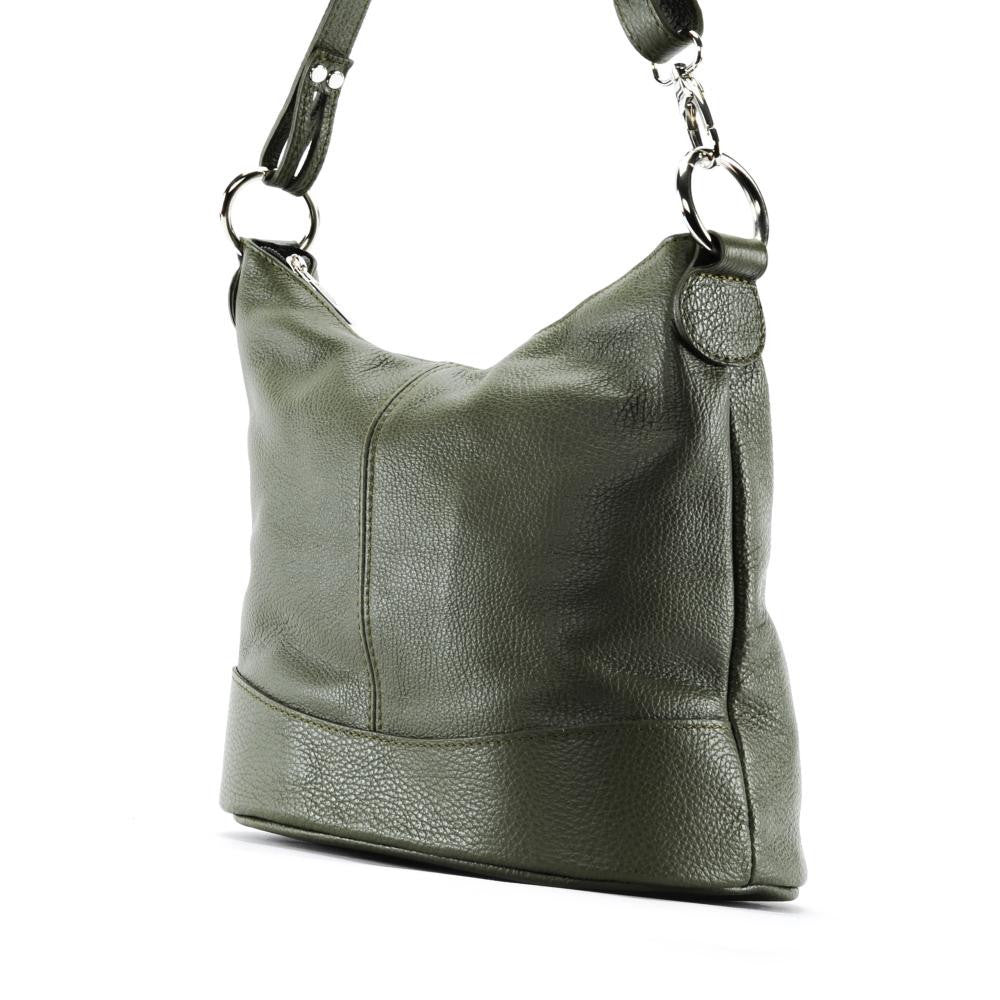 Sac seau à bandoulière en cuir grainé BEAUBOURG Kaki