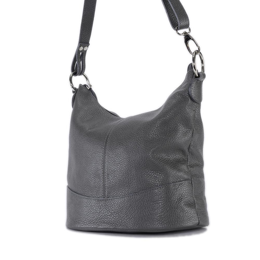 Sac seau à bandoulière en cuir grainé BEAUBOURG Gris foncé