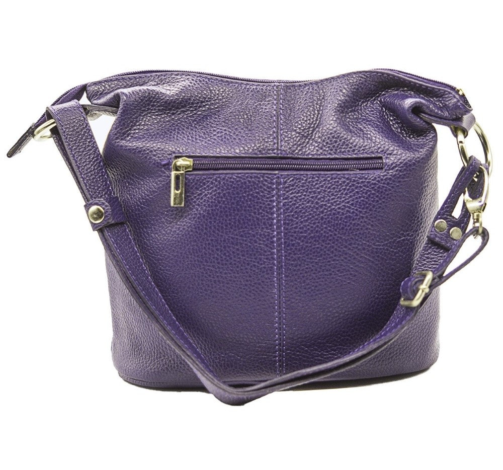 Sac seau à bandoulière en cuir grainé BEAUBOURG Violet