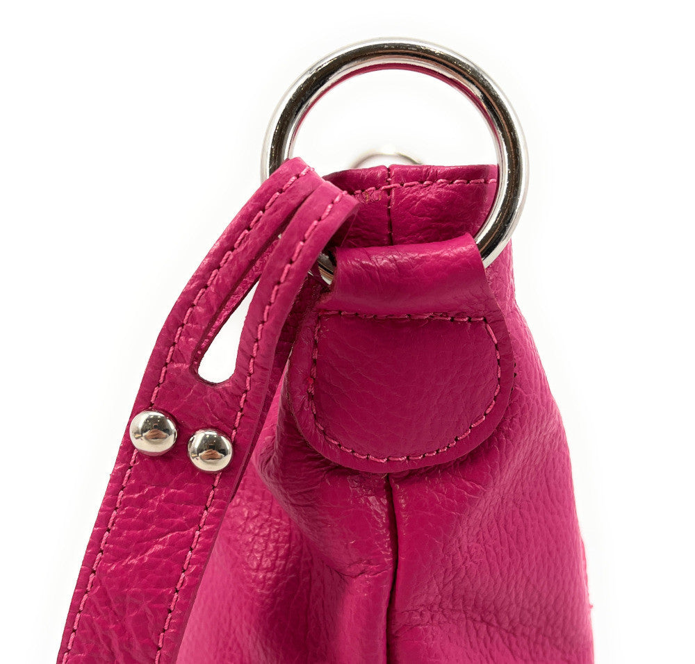 Sac seau à bandoulière en cuir grainé BEAUBOURG Rose fuchsia