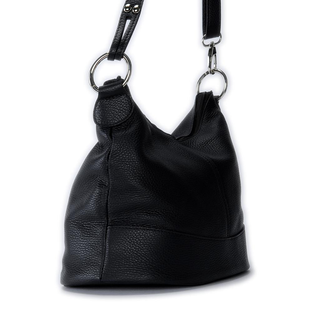 Sac seau à bandoulière en cuir grainé BEAUBOURG Noir