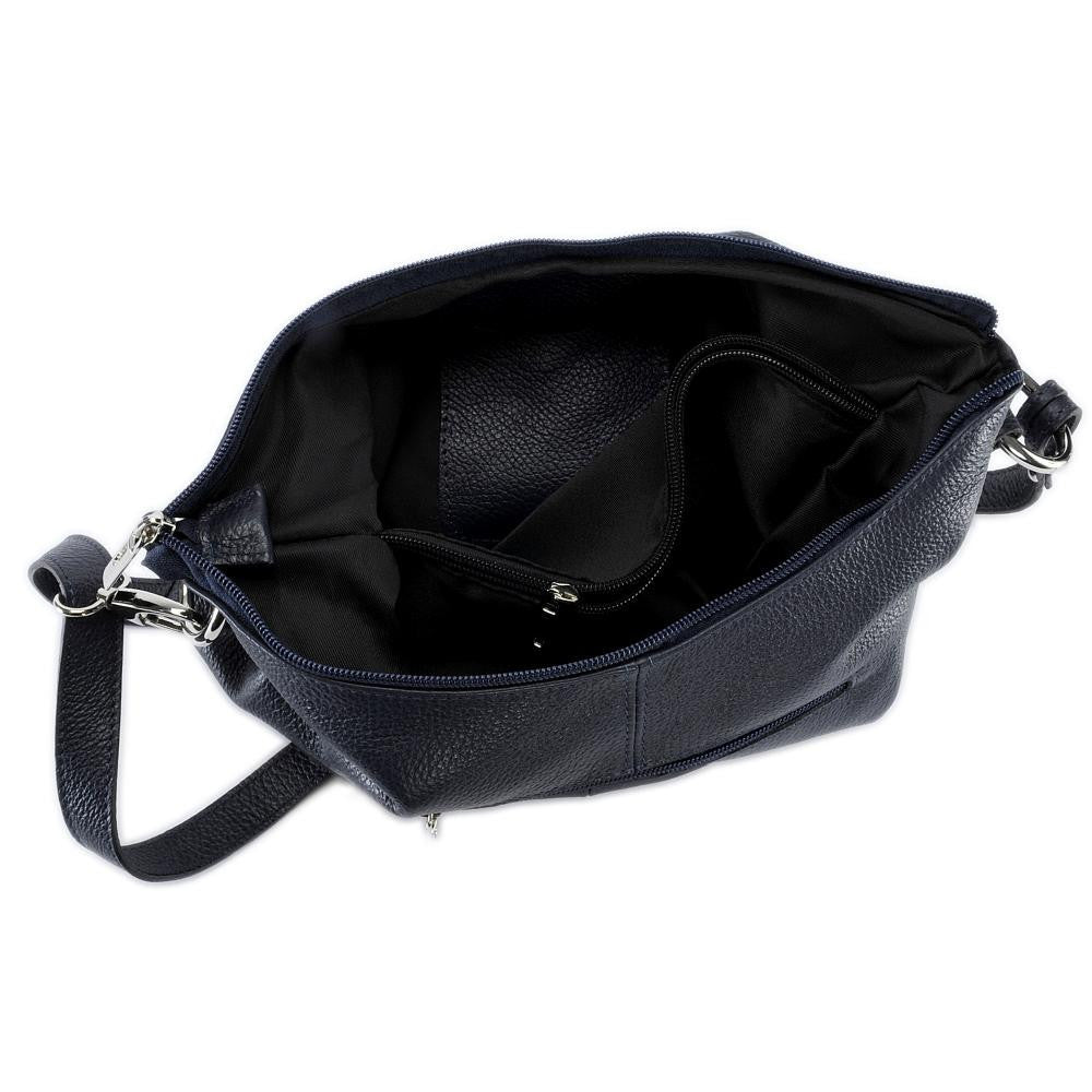 Sac seau à bandoulière en cuir grainé BEAUBOURG Bleu marine