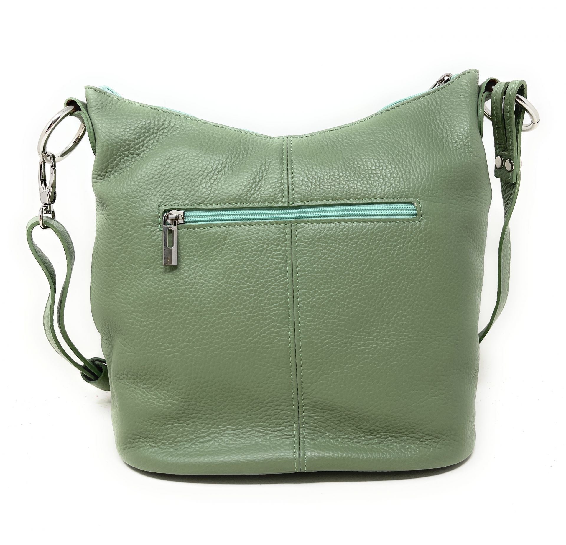 Sac seau à bandoulière en cuir grainé BEAUBOURG Vert pastel