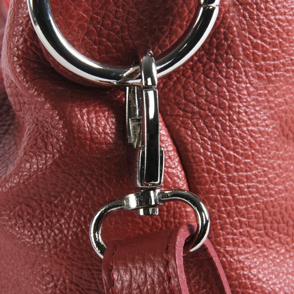 Sac seau à bandoulière en cuir grainé BEAUBOURG Rouge garance