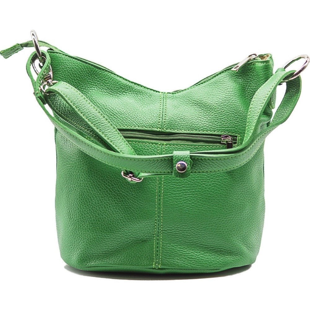 Sac seau à bandoulière en cuir grainé BEAUBOURG Vert anglais