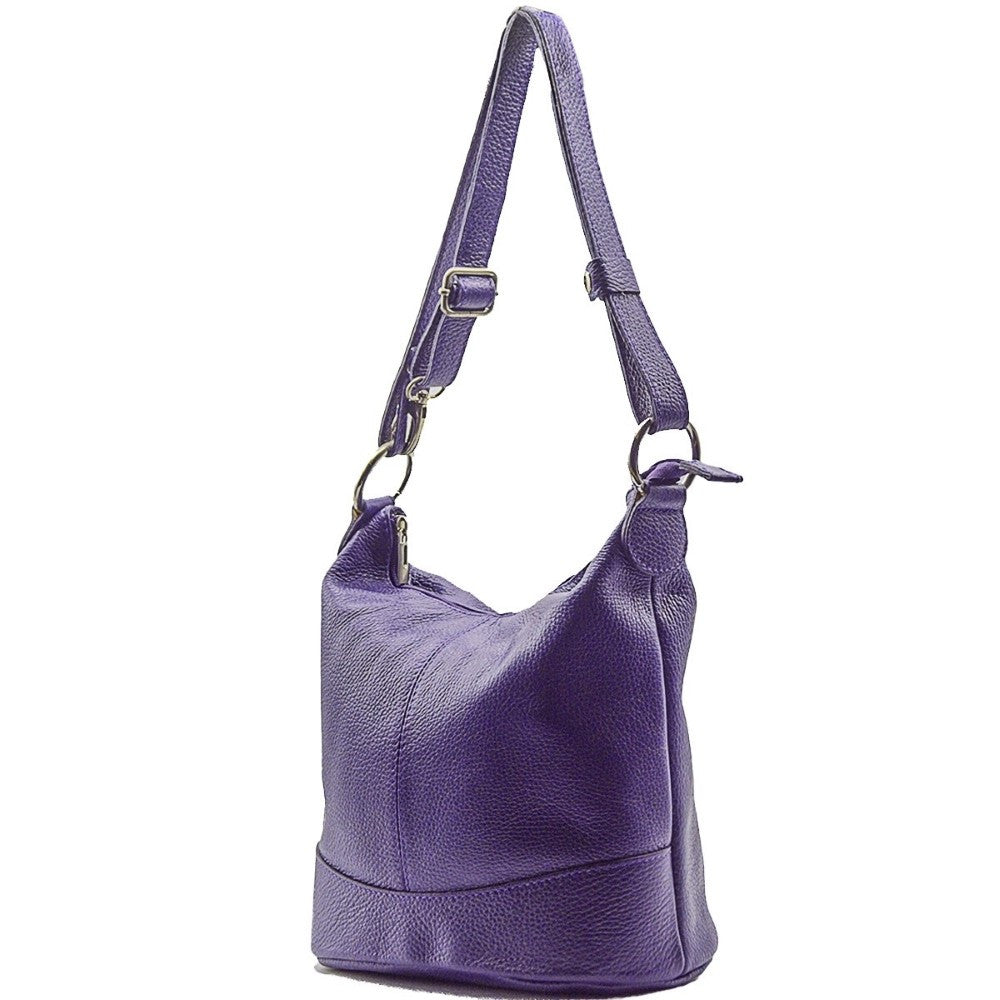 Sac seau à bandoulière en cuir grainé BEAUBOURG Violet
