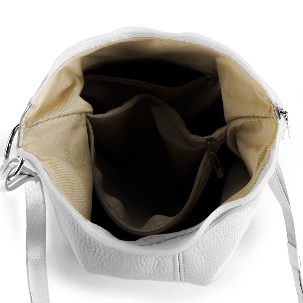 Sac seau à bandoulière en cuir grainé BEAUBOURG Blanc