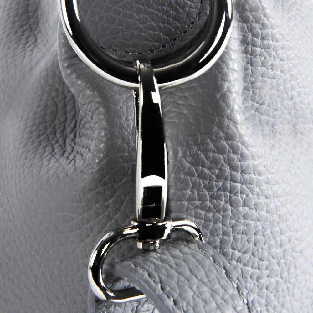 Sac seau à bandoulière en cuir grainé BEAUBOURG Gris clair