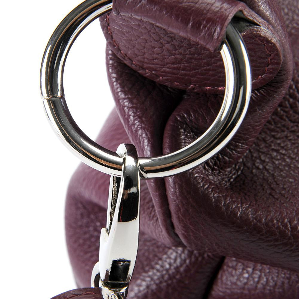 Sac seau à bandoulière en cuir grainé BEAUBOURG Rouge foncé