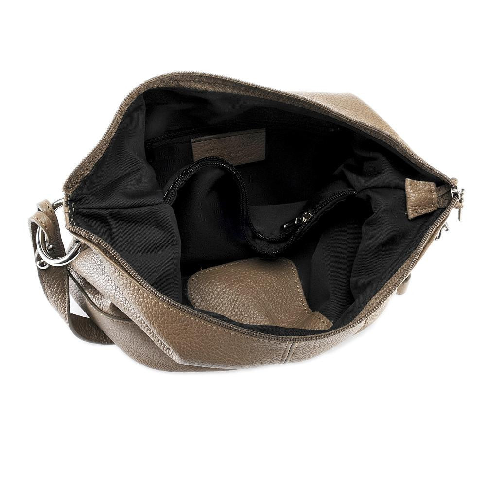Sac seau à bandoulière en cuir grainé BEAUBOURG Taupe foncé