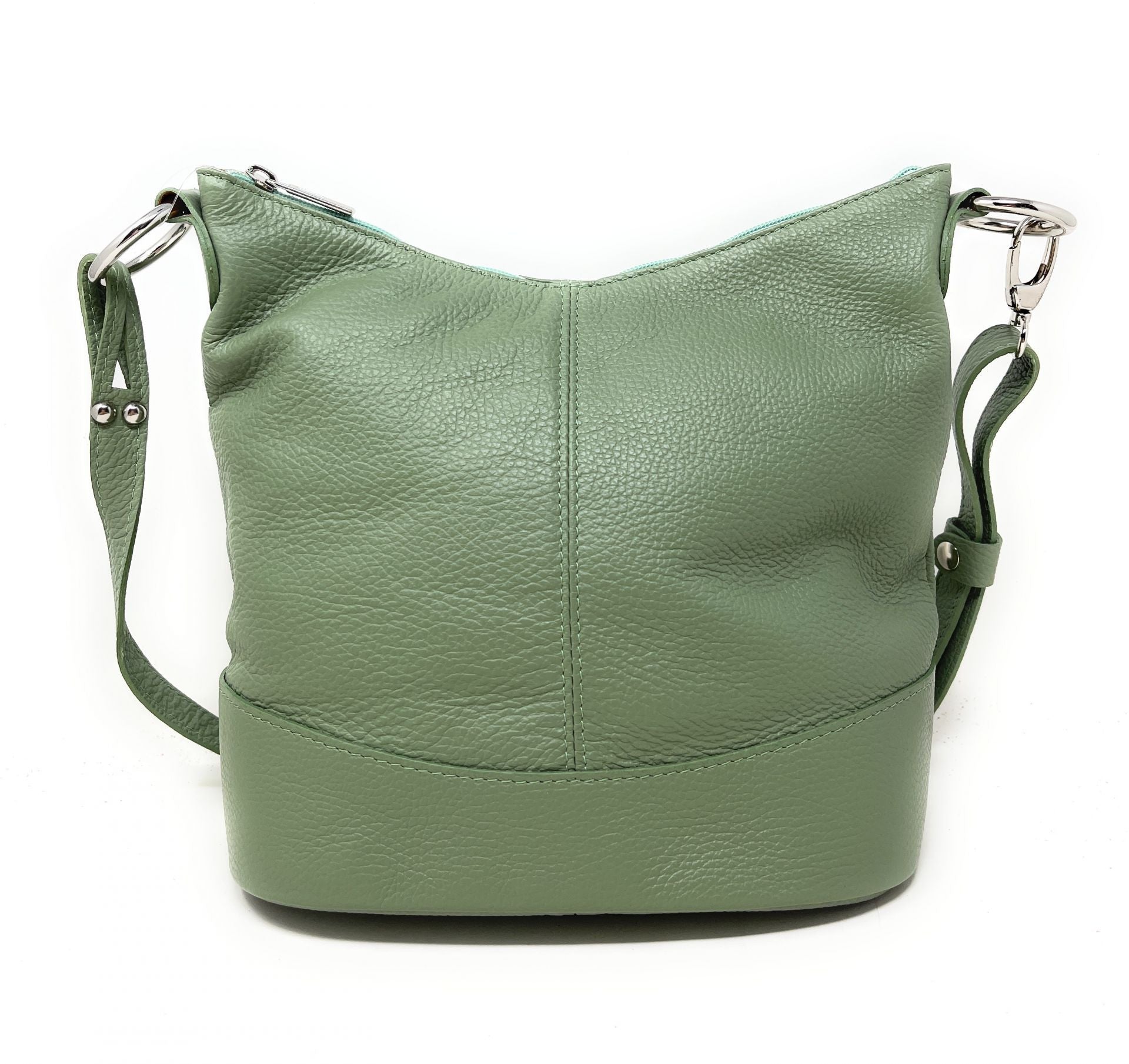 Sac seau à bandoulière en cuir grainé BEAUBOURG Vert pastel