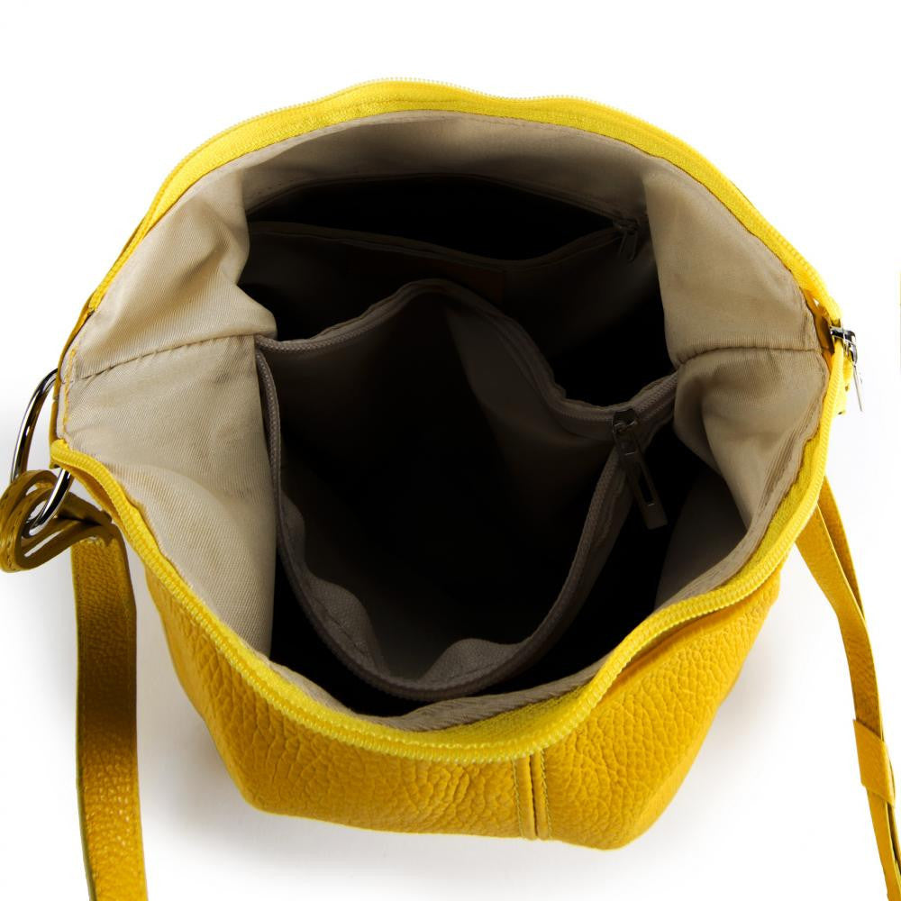 Sac seau à bandoulière en cuir grainé BEAUBOURG Jaune tournesol