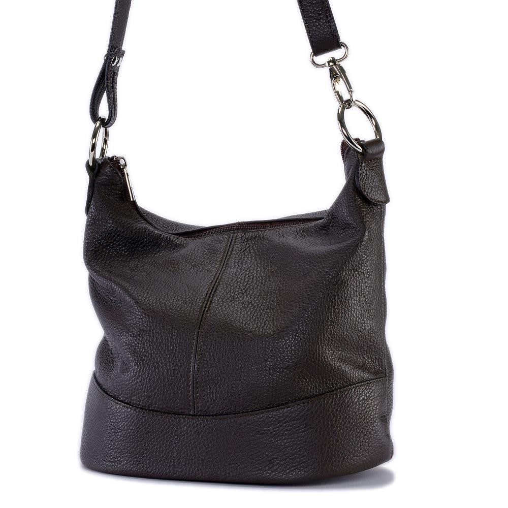 Sac seau à bandoulière en cuir grainé BEAUBOURG Chocolat