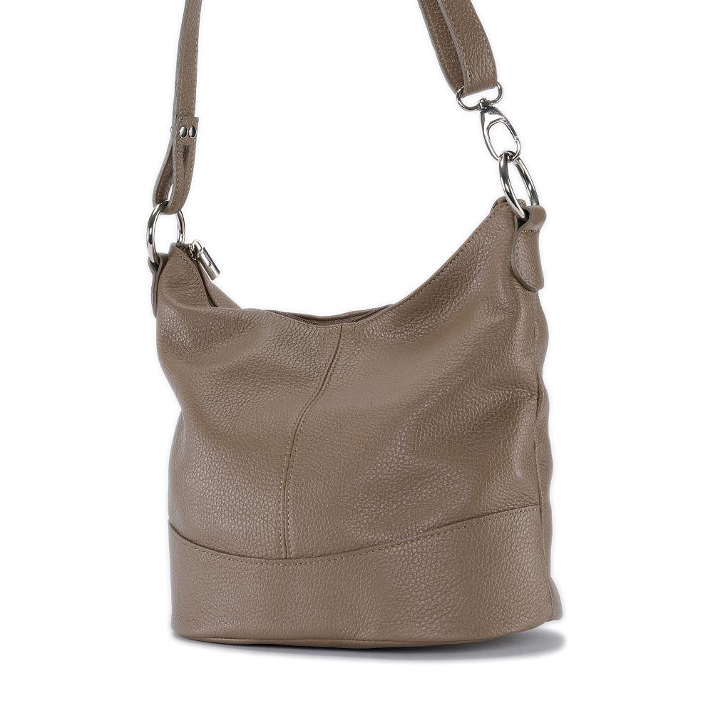 Sac seau à bandoulière en cuir grainé BEAUBOURG Taupe foncé