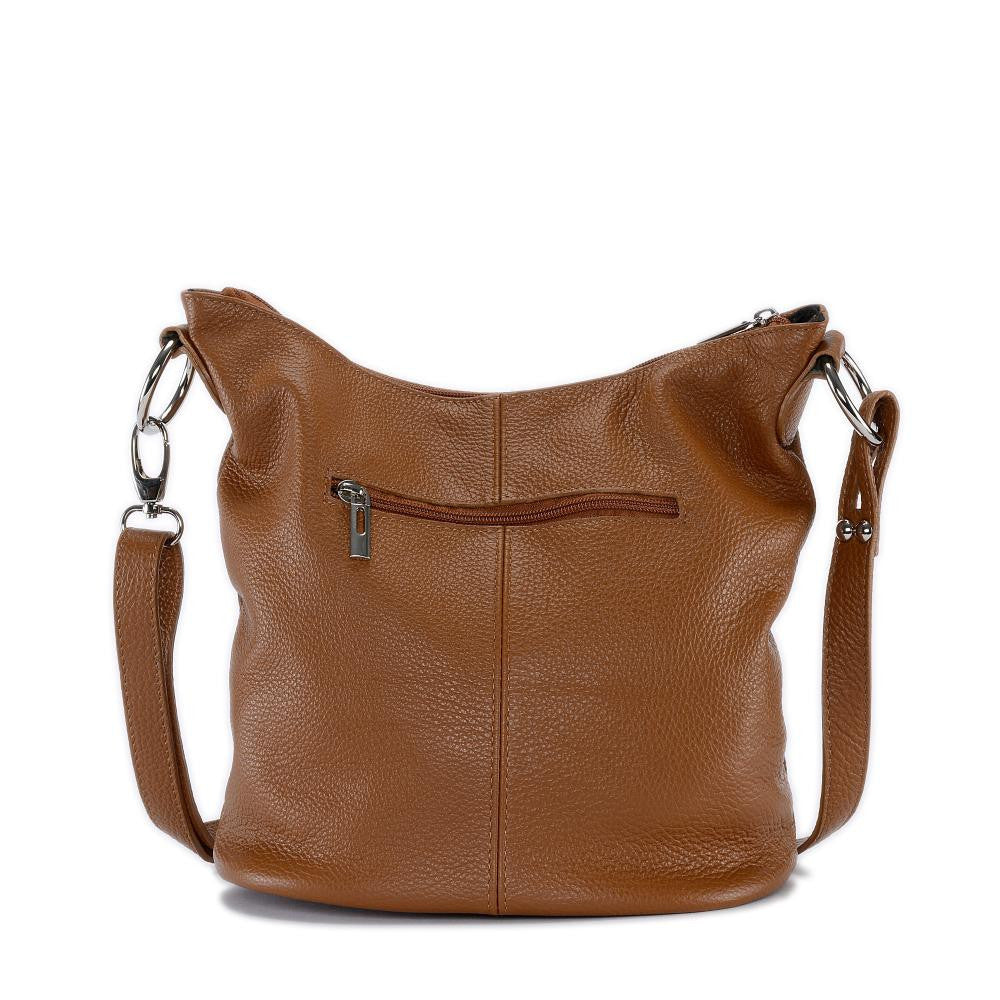 Sac seau à bandoulière en cuir grainé BEAUBOURG Camel foncé