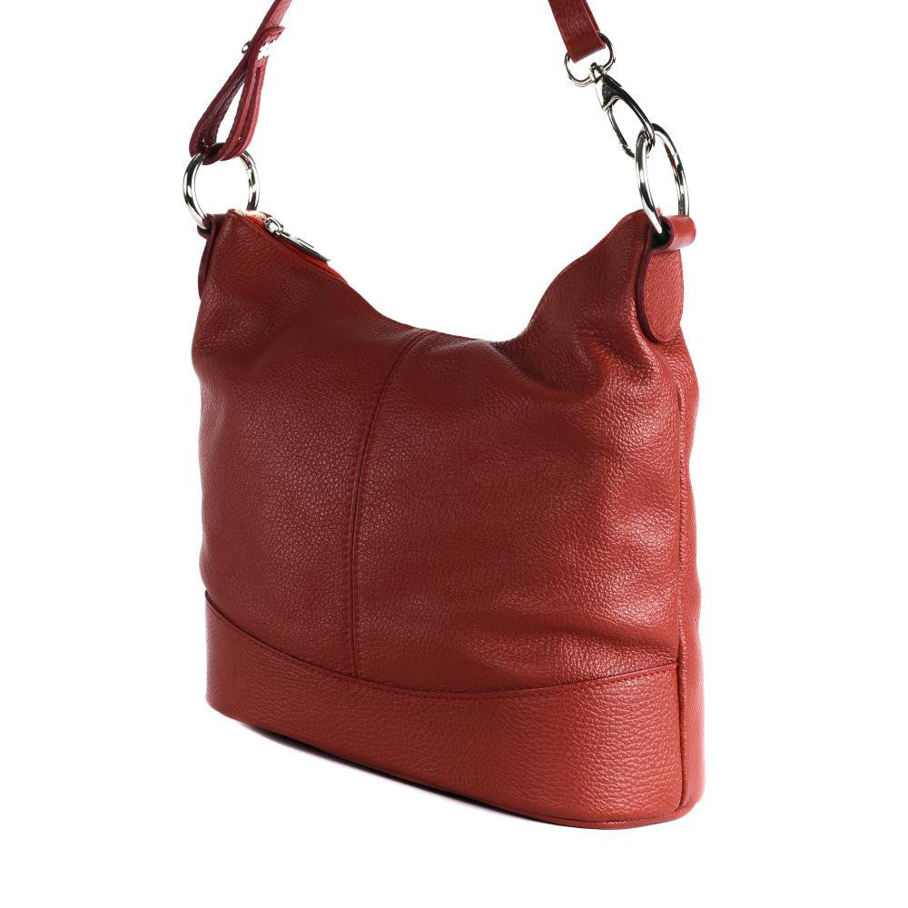 Sac seau à bandoulière en cuir grainé BEAUBOURG Rouge garance