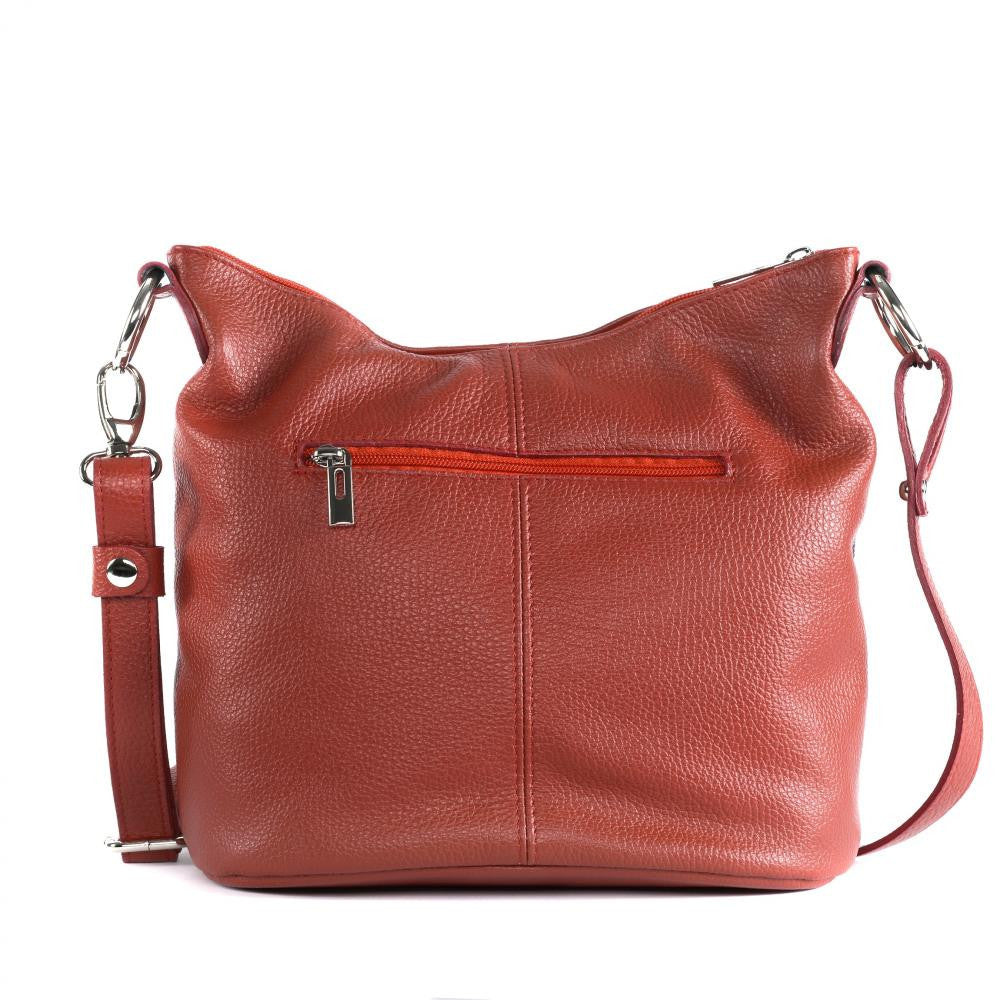 Sac seau à bandoulière en cuir grainé BEAUBOURG Rouge garance
