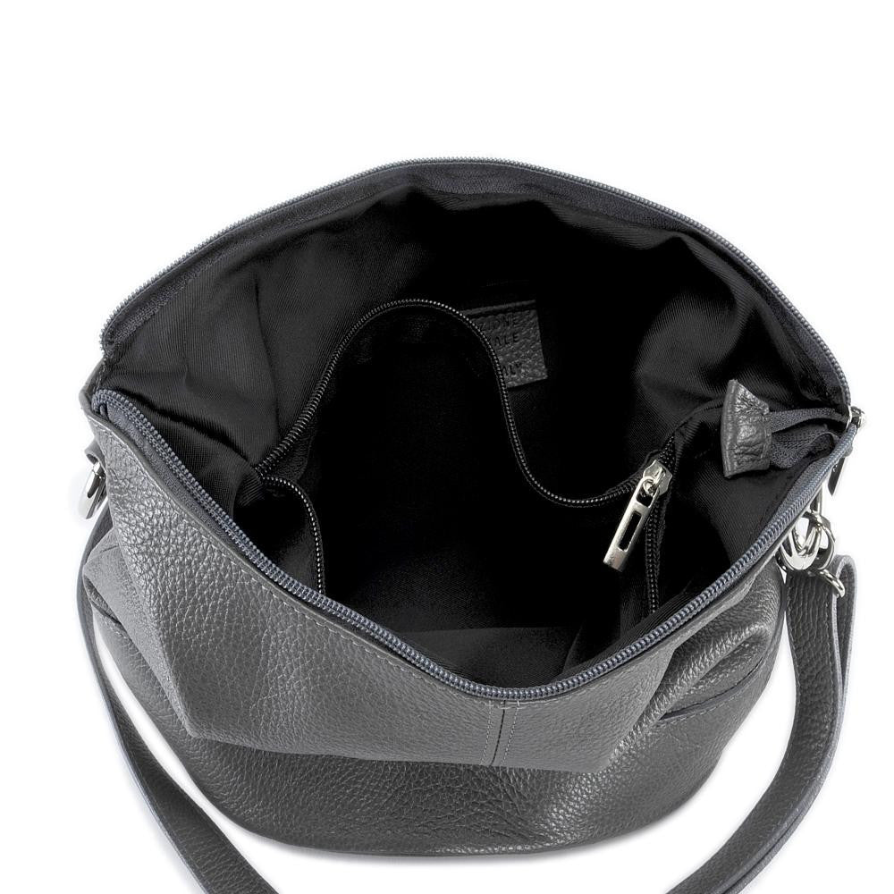 Sac seau à bandoulière en cuir grainé BEAUBOURG Gris foncé