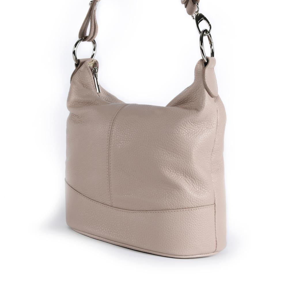 Sac seau à bandoulière en cuir grainé BEAUBOURG Rose nude