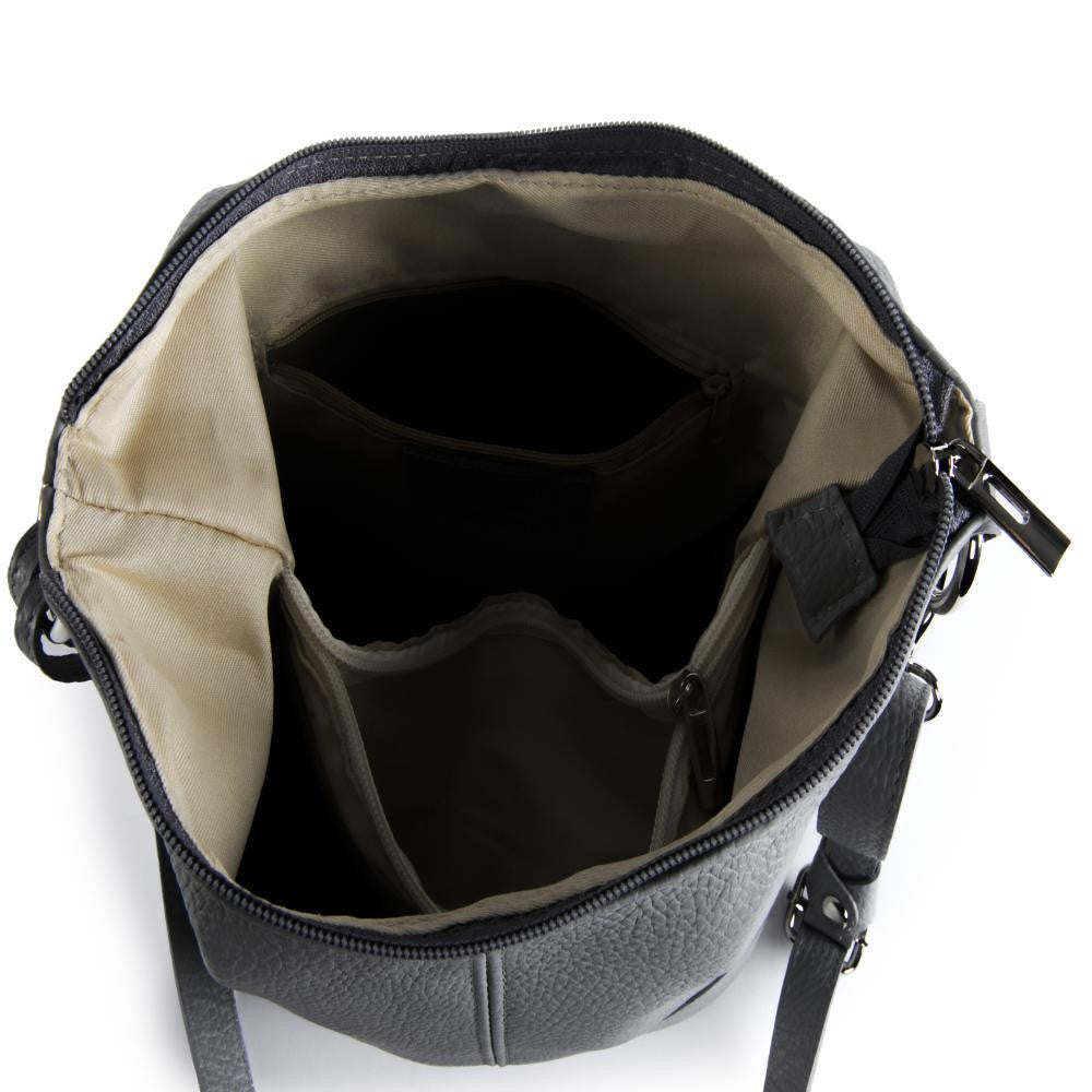 Sac seau à bandoulière en cuir grainé BEAUBOURG Gris clair