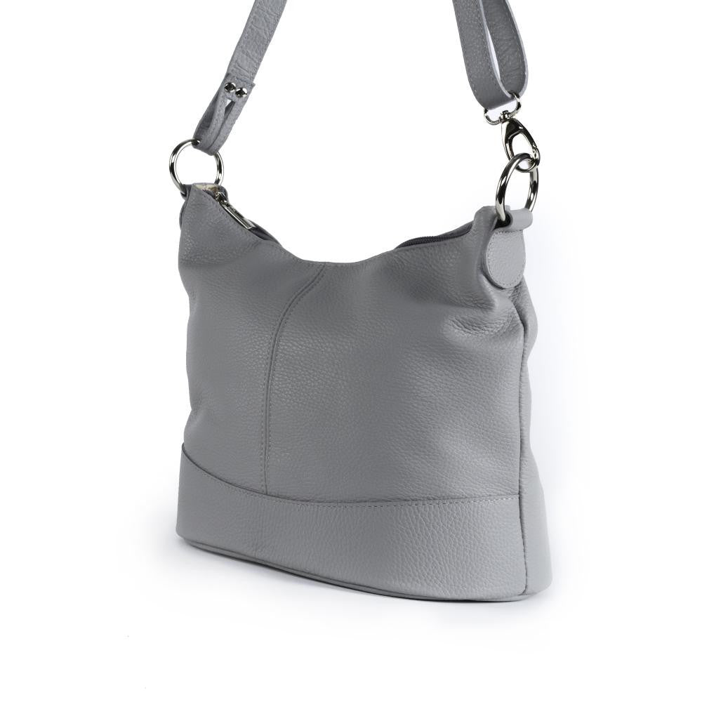 Sac seau à bandoulière en cuir grainé BEAUBOURG Gris clair