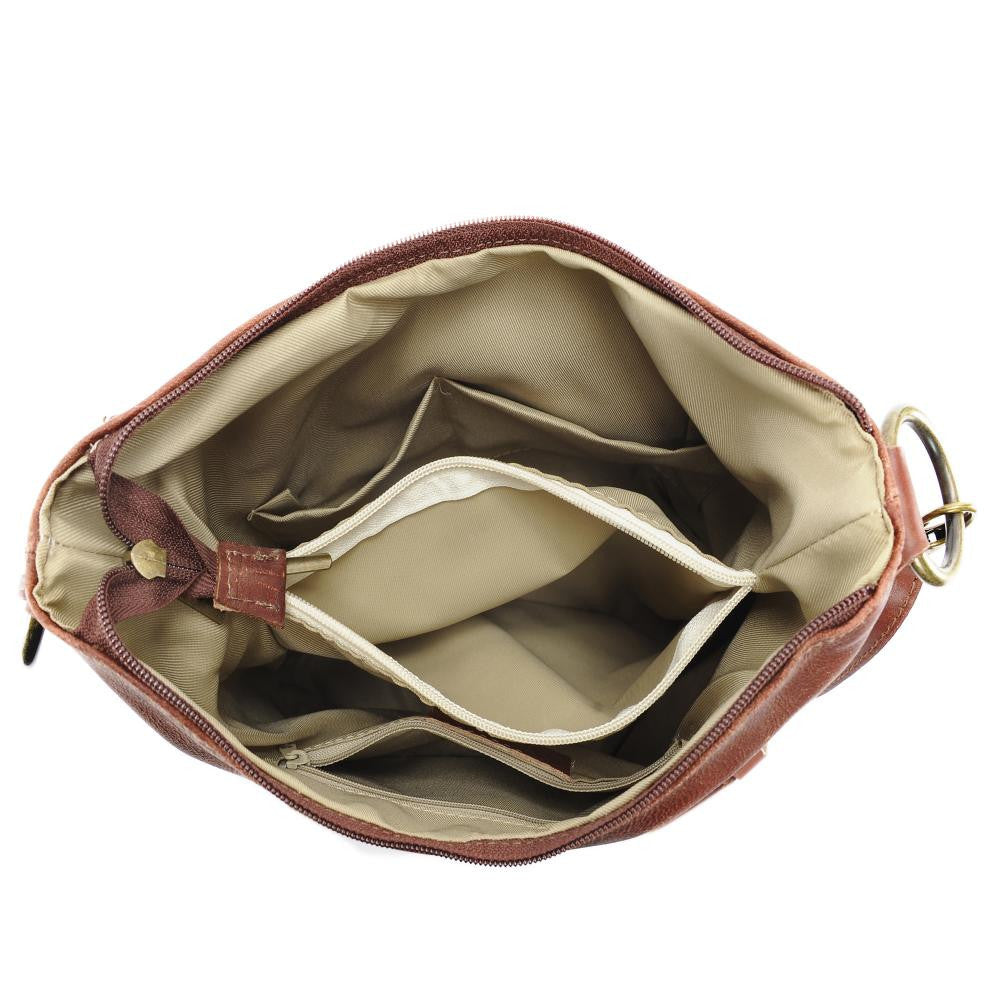 Sac seau à bandoulière en cuir grainé BEAUBOURG Camel foncé
