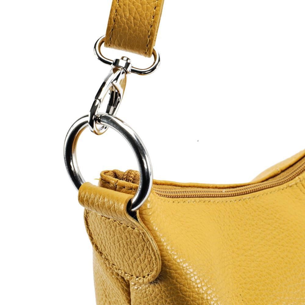 Sac seau à bandoulière en cuir grainé BEAUBOURG Jaune Moutarde
