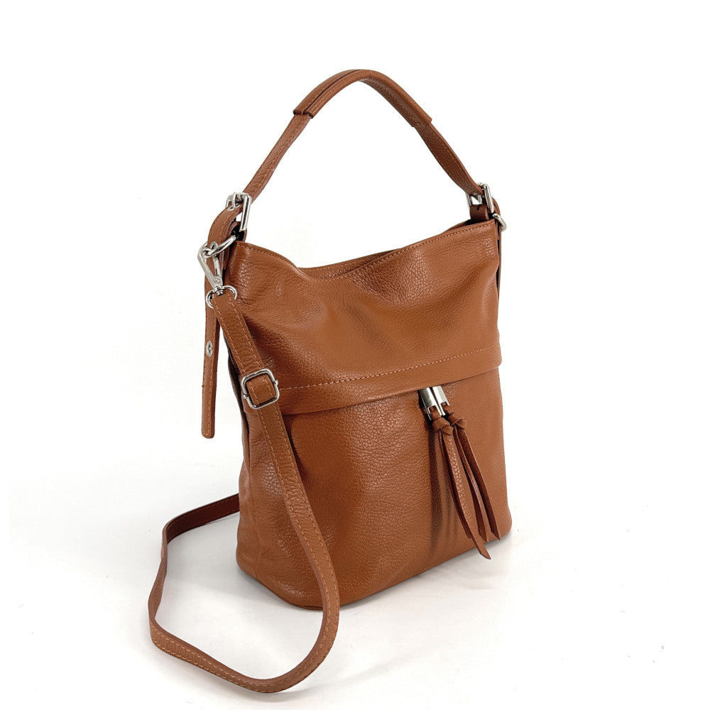 Sac seau en cuir grainé LIVERPOOL Camel foncé