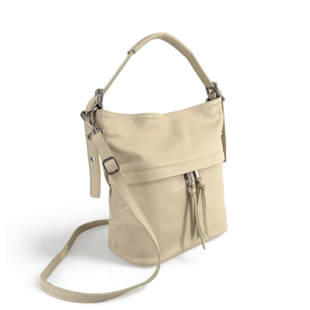 Sac seau en cuir grainé LIVERPOOL Beige crème