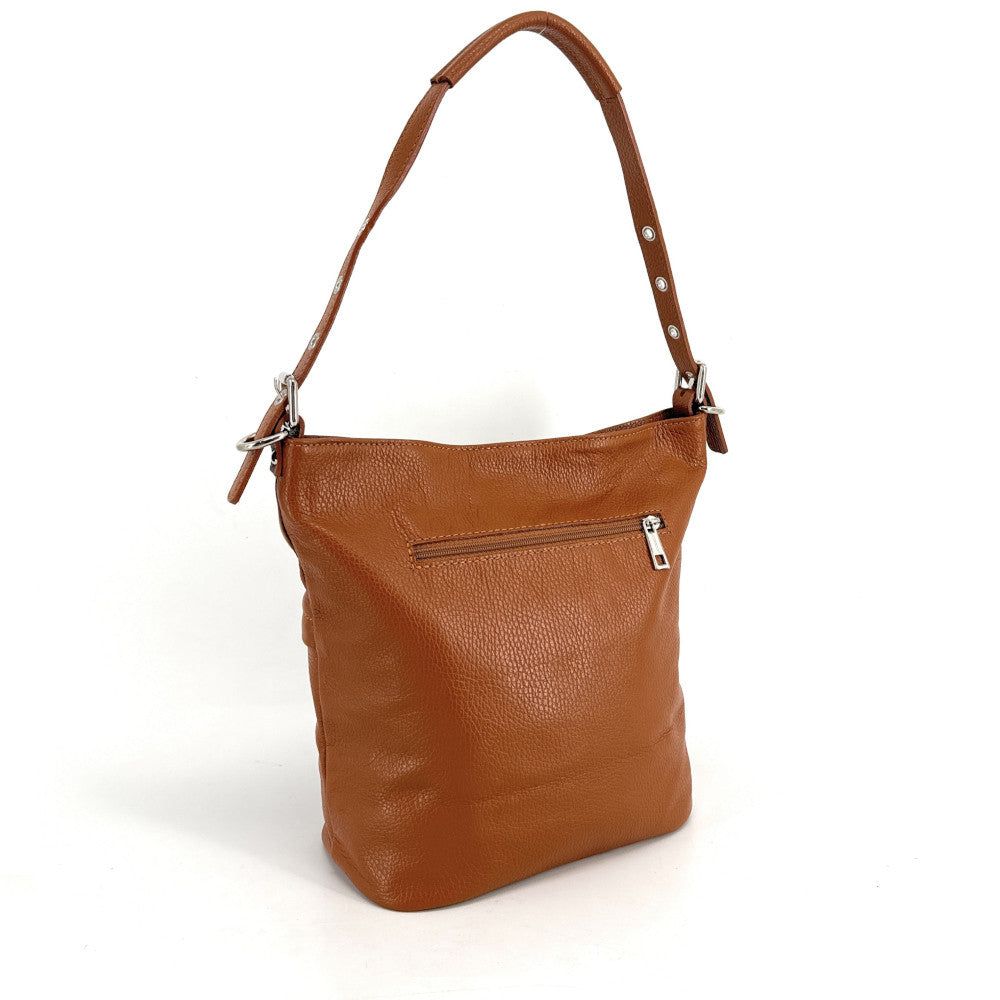 Sac seau en cuir grainé LIVERPOOL Camel foncé