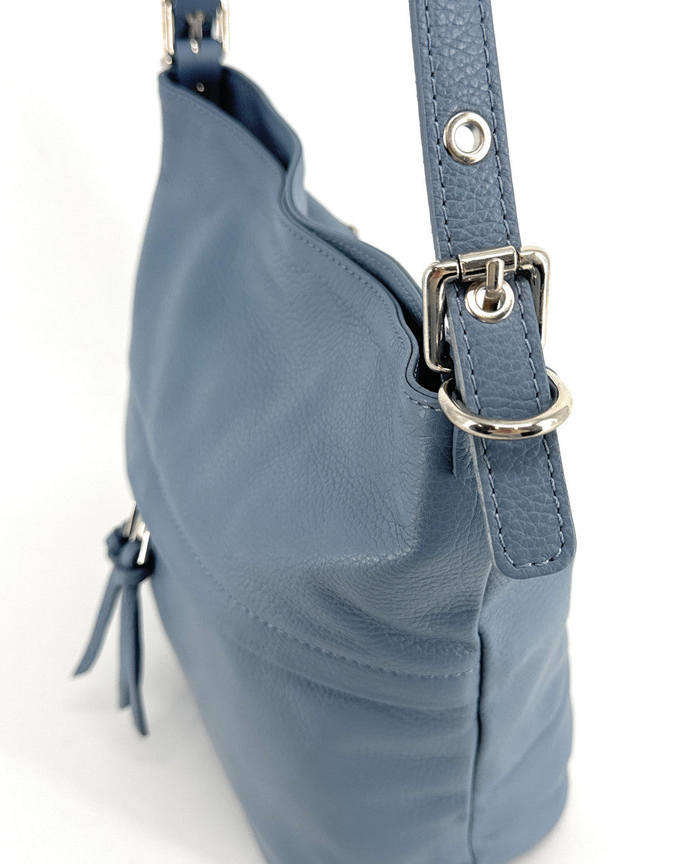 Sac seau en cuir grainé LIVERPOOL Bleu glacier