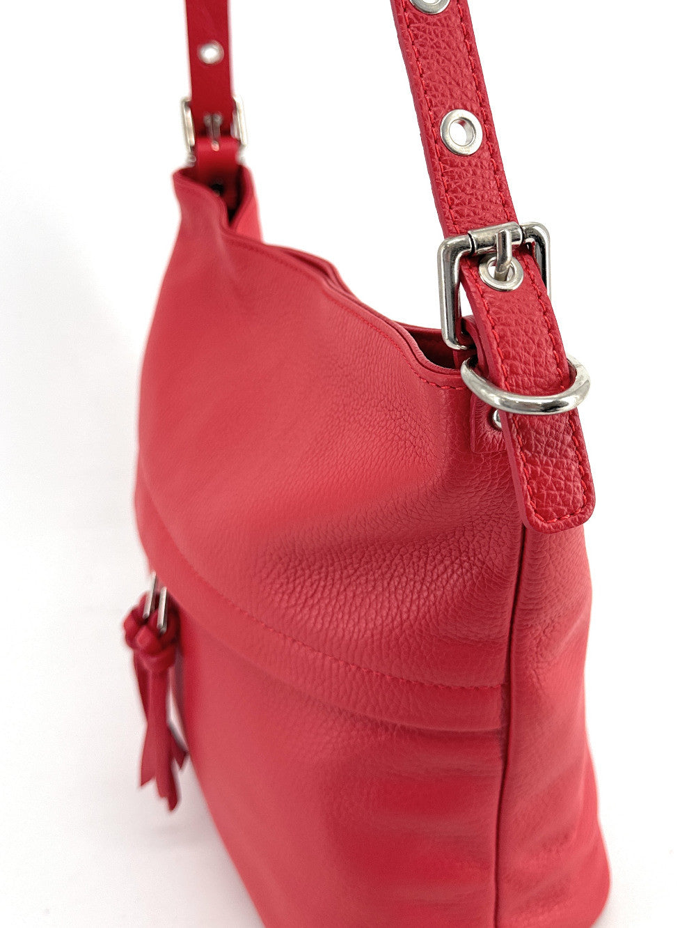 Sac seau en cuir grainé LIVERPOOL Rouge garance