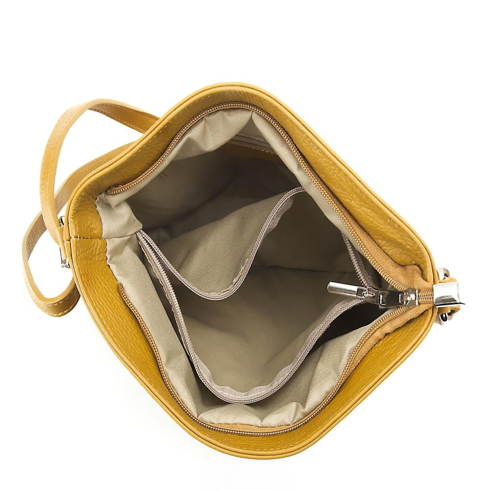 Sac seau en cuir grainé MEGEVE Jaune Moutarde