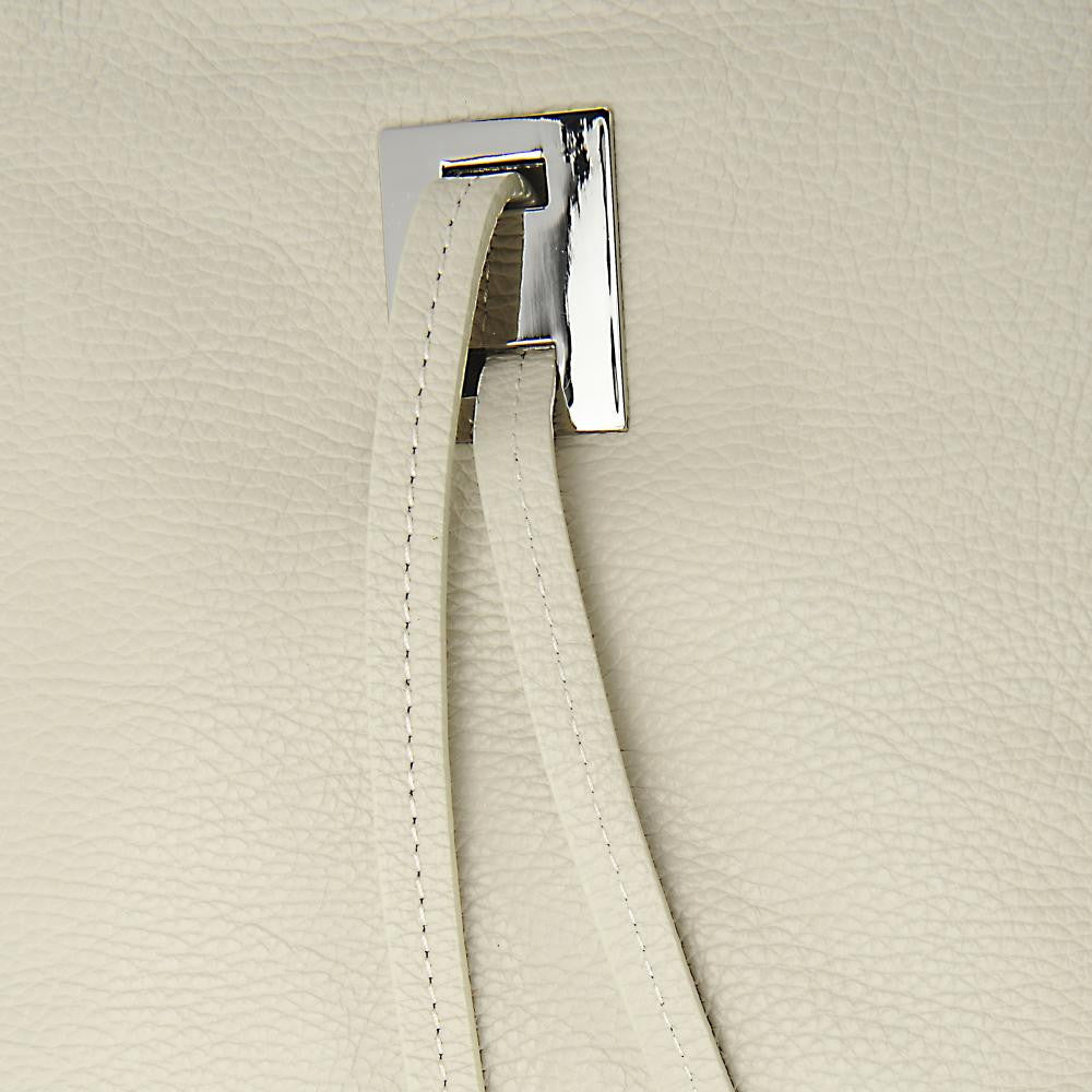 Sac seau en cuir grainé MEGEVE Beige crème