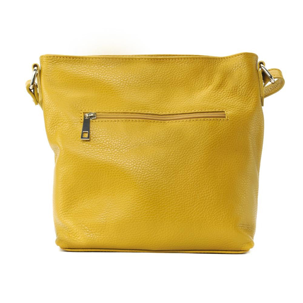Sac seau en cuir grainé MEGEVE Jaune Moutarde