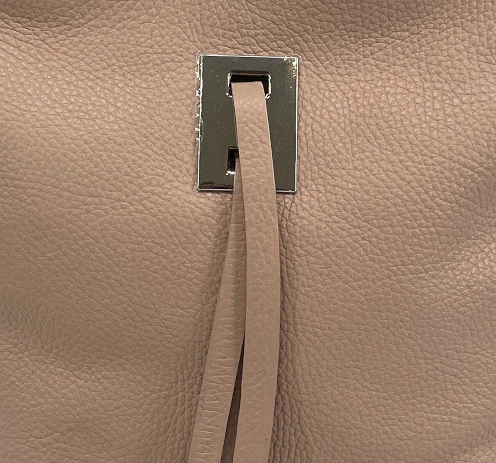 Sac seau en cuir grainé MEGEVE Rose nude