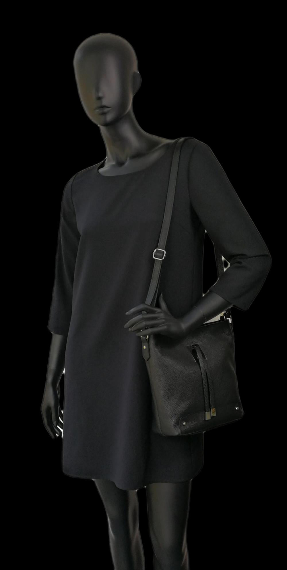 Sac seau en cuir grainé MEGEVE Noir