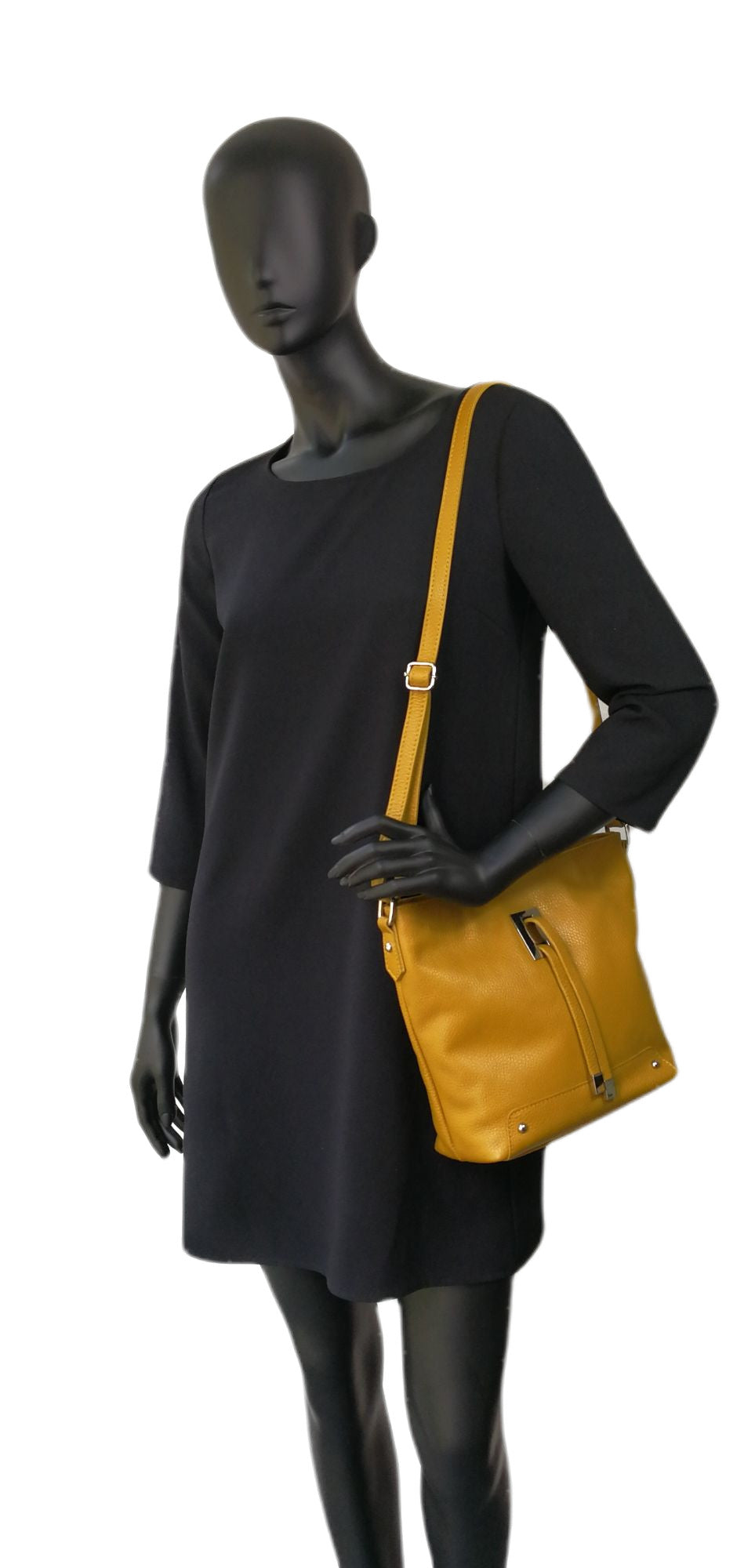 Sac seau en cuir grainé MEGEVE Jaune Moutarde