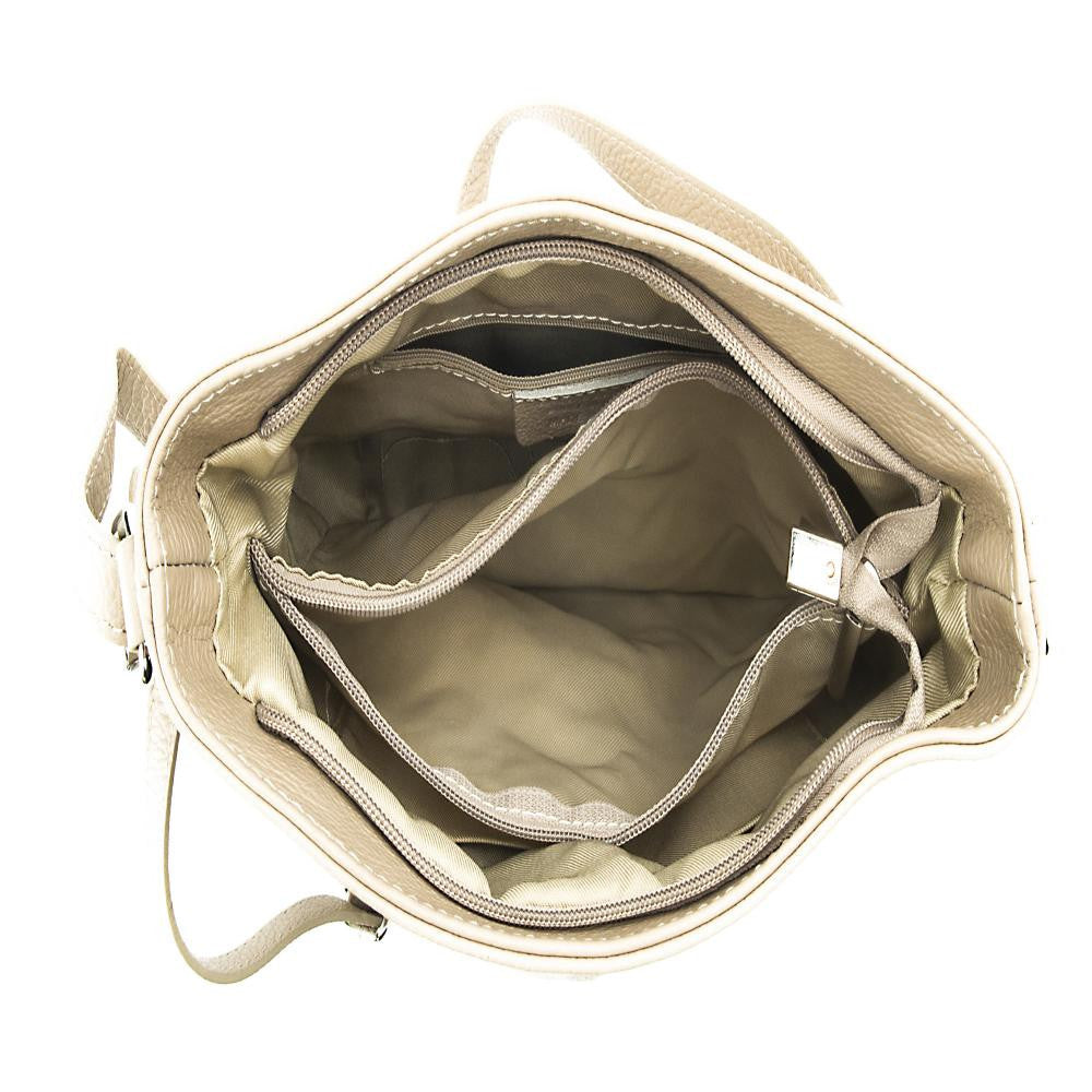 Sac seau en cuir grainé MEGEVE Beige crème