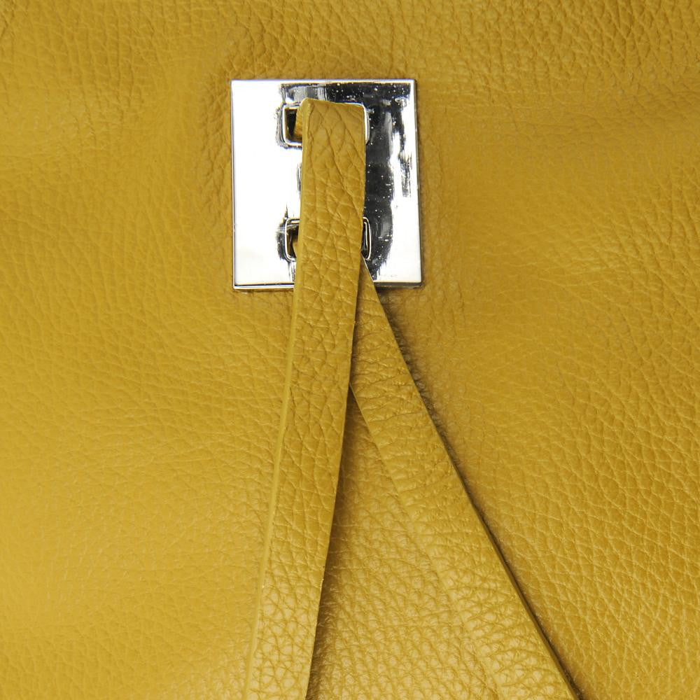 Sac seau en cuir grainé MEGEVE Jaune Moutarde