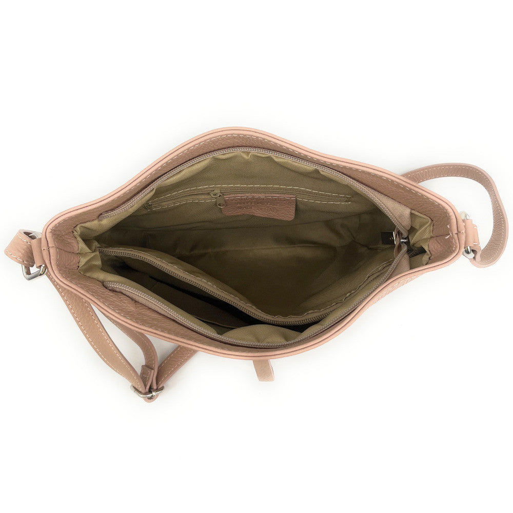 Sac seau en cuir grainé MEGEVE Rose nude