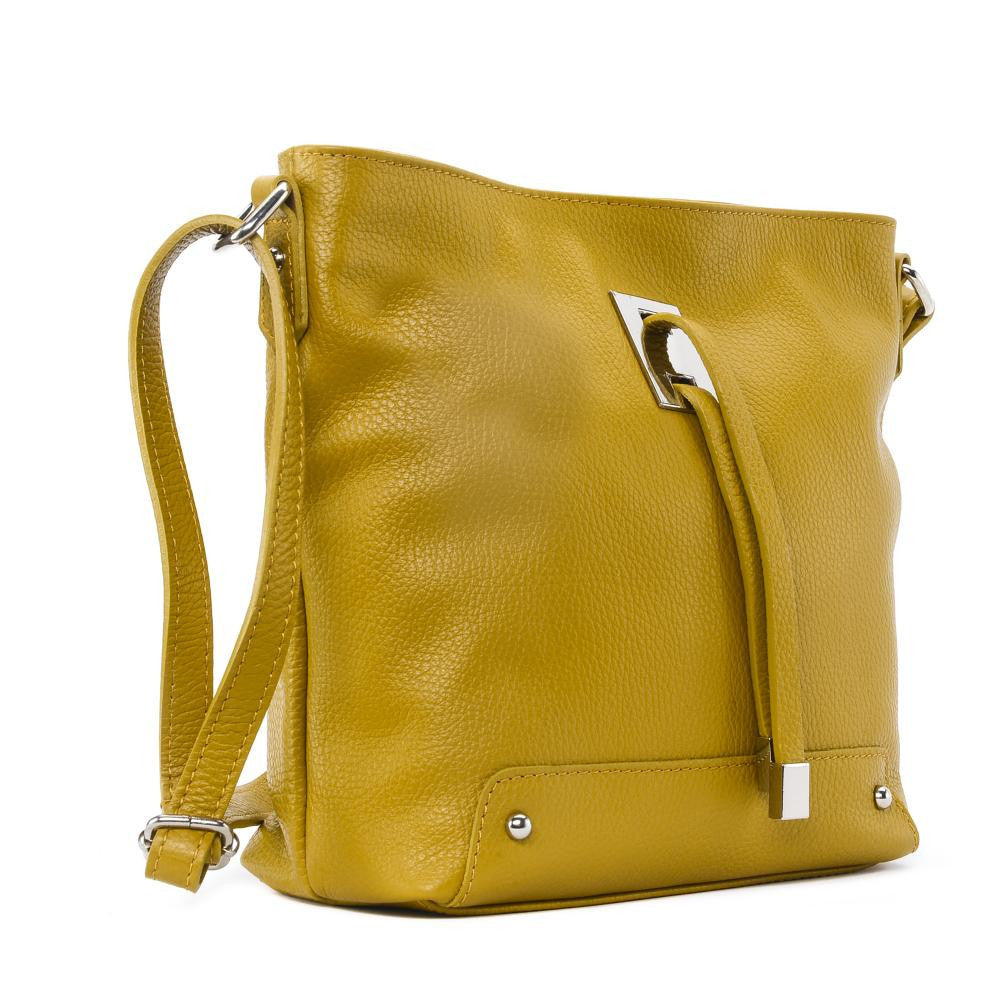 Sac seau en cuir grainé MEGEVE Jaune Moutarde