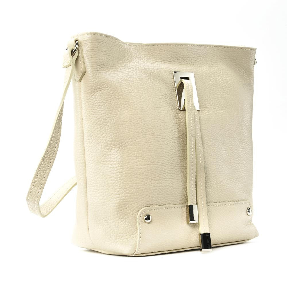 Sac seau en cuir grainé MEGEVE Beige crème