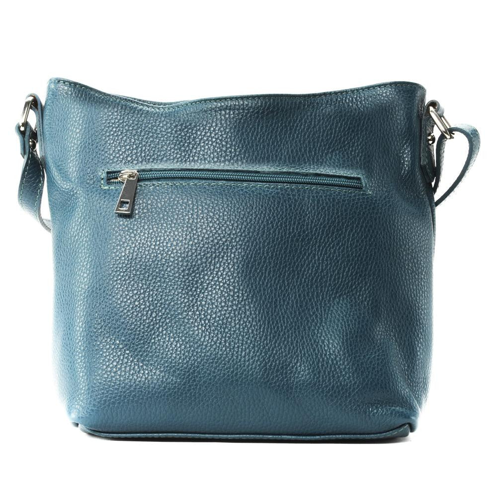 Sac seau en cuir grainé MEGEVE Bleu vert canard