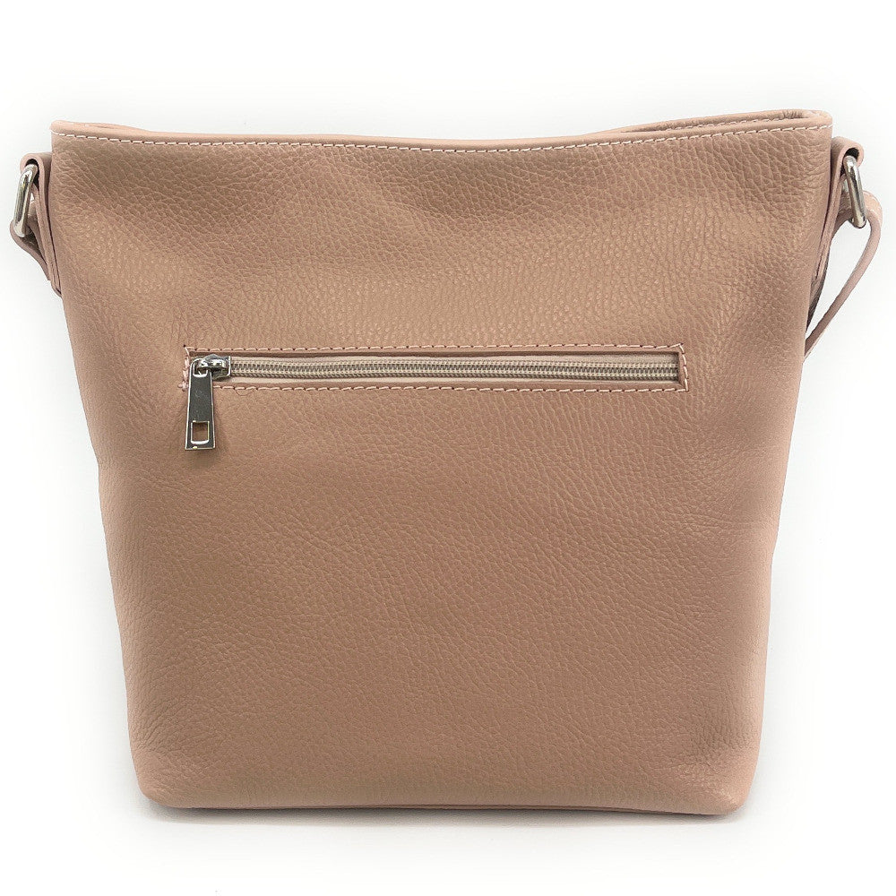 Sac seau en cuir grainé MEGEVE Rose nude