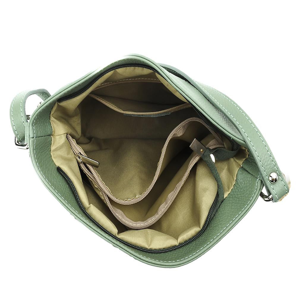 Sac seau en cuir grainé MEGEVE Vert pastel