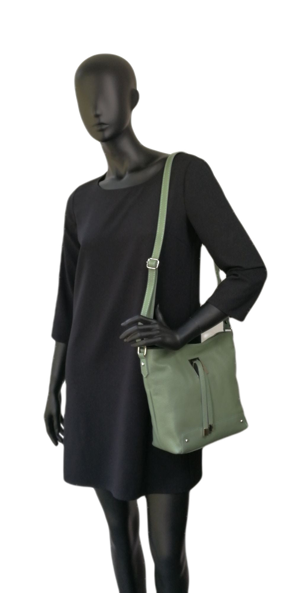 Sac seau en cuir grainé MEGEVE Vert pastel